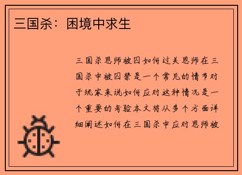 三国杀：困境中求生